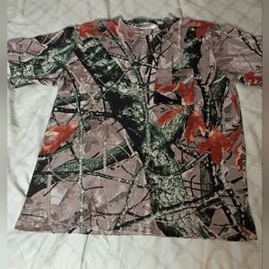 Men's Short-Sleeve Camo Tee with Orange Leaf Accents From Outfitters Ridge